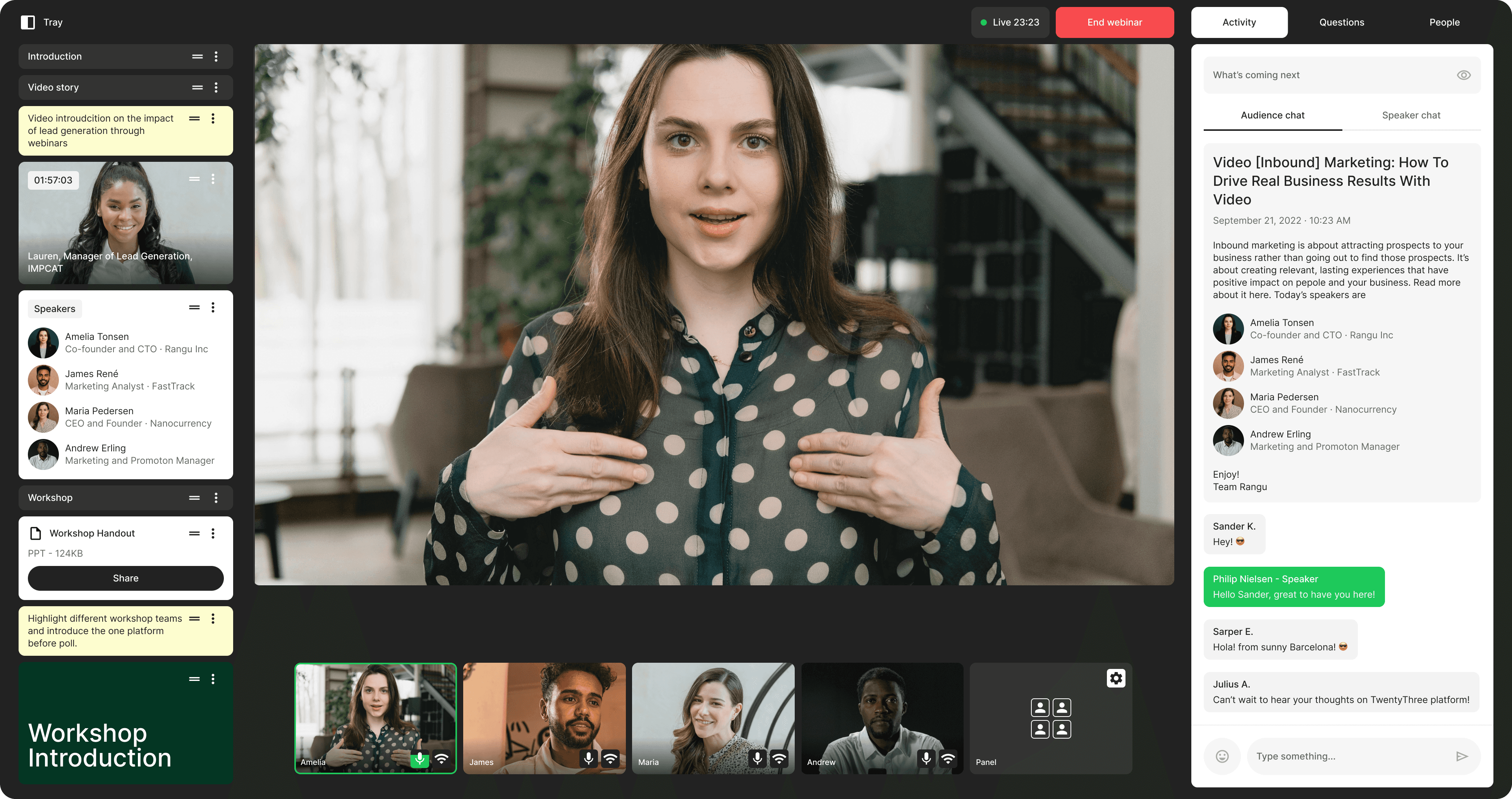 TwentyThree Webinars — webinar room